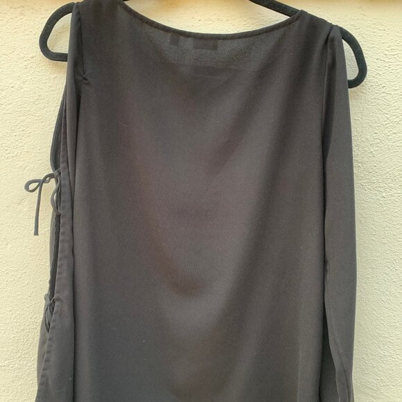 Aritzia Wilfred Pozzi Black Open Tie Sleeve Blouse Top Shirt Size Small - Picture 3 of 6